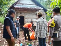 Tim Inafis Polres Tanggamus dan Polsek Wonosobo Evakuasi Jenazah di Gubuk Kebun